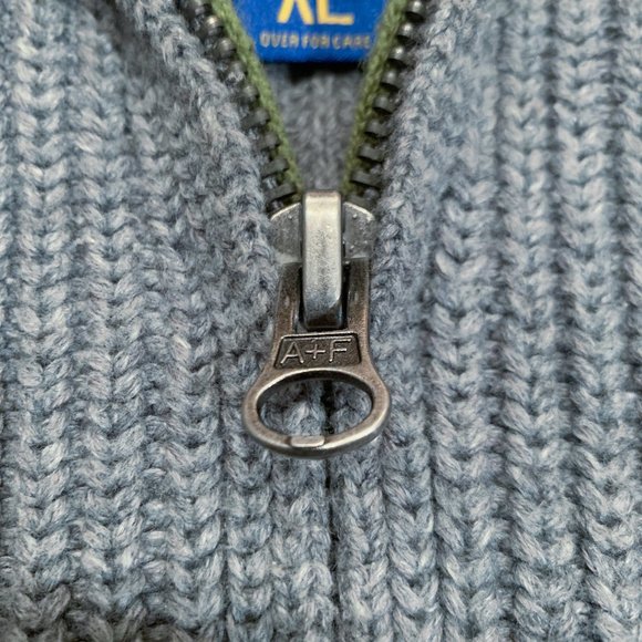 Abercrombie & Fitch Cotton Wool Knit Sweater Full Zip Men's XL Green Olive Heavy - Picture 6 of 8